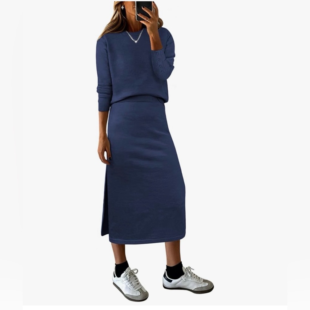 NWT 2PC Blue Knit Sweater Skirt Set-S